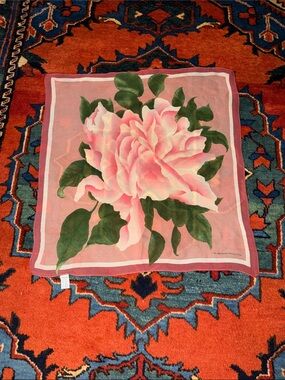 Vintage The Metropolitan Museum Floral Pink Peony 100% Silk